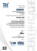Zertifikat TüV Saarland ISO 9001:2008